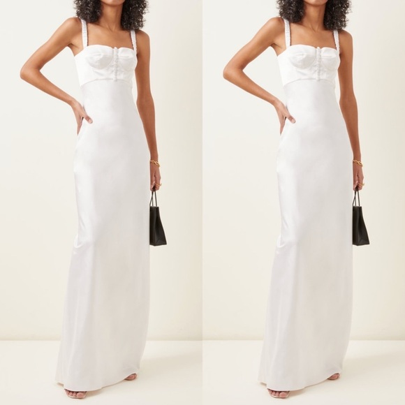 Anna October Bustier Satin white Maxi Dress size US 6 (med) NEW! New with  tags!